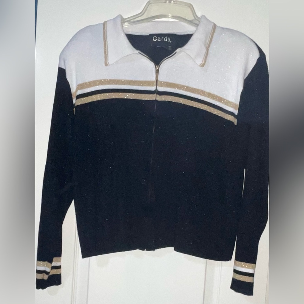Gardy Women’s Vintage Glittery Full Zip Top Med